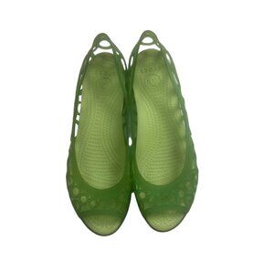 Crocs Green Peep Toe Adrianna Slide Shoes